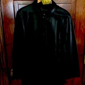 Button down Leather jacket in Black